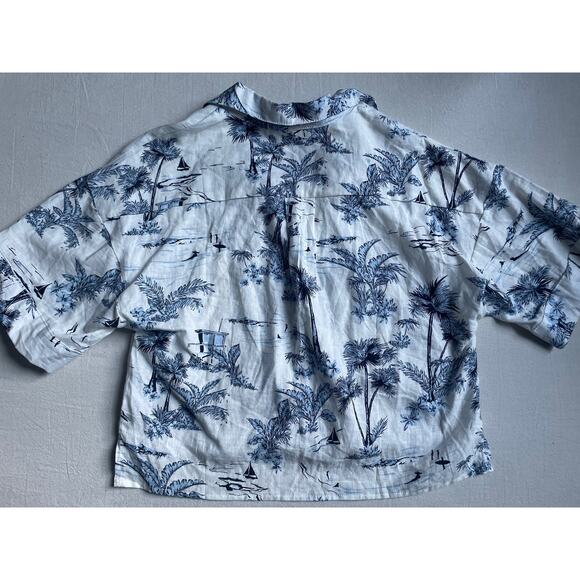 C & C California XS Womens Crop‎ Button Down Linen Rayon Shirt Casual - Picture 8 of 8